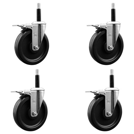 Service Caster 5'' Phenolic Swivel 3/4'' Expanding Stem Caster Set Total Lock Brake, 4PK SCC-EXTTL20S615-PHR-34-4